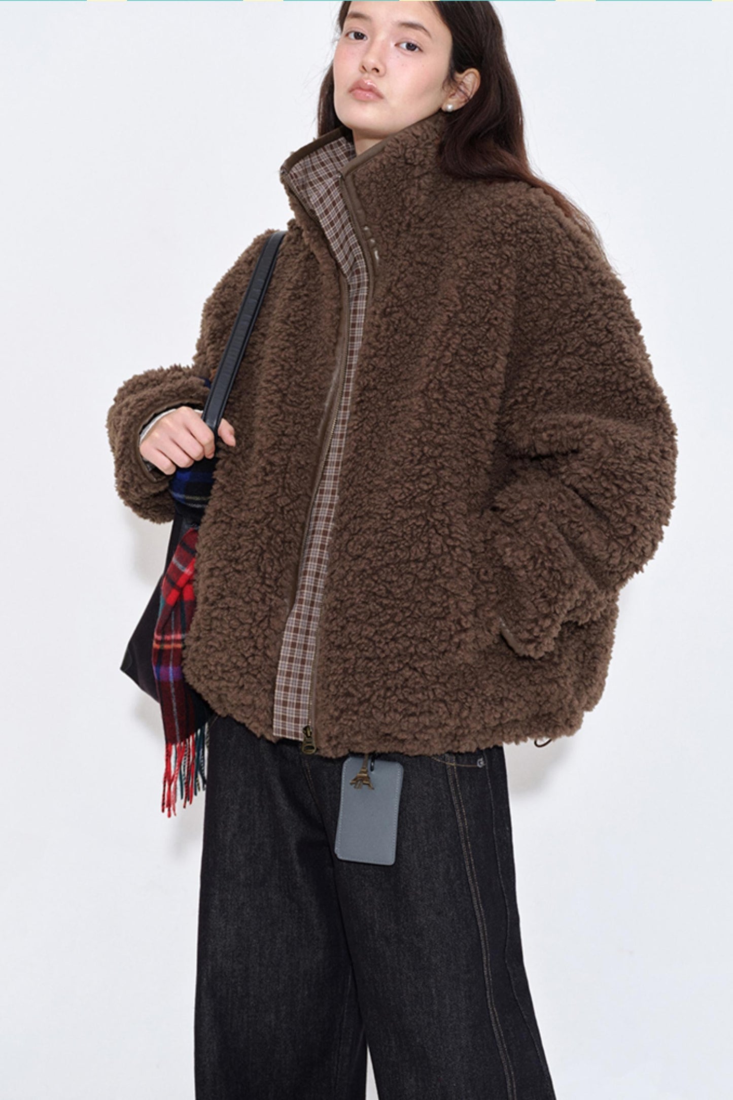 Wool Plaid Patchwork Coat