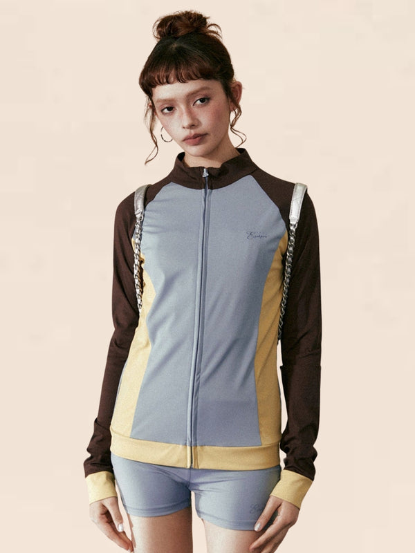 Contrasting Stitching Long-Sleeved Set-Up