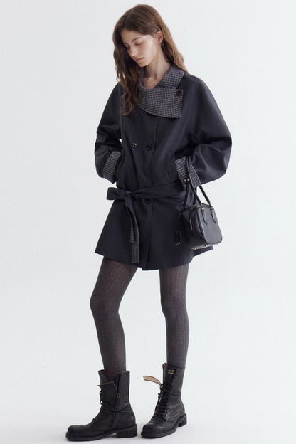 French Contrast Patchwork Coat