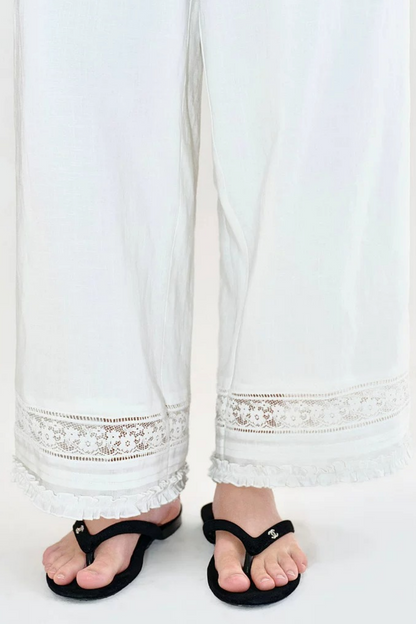 Fano Relaxed Lace Patchwork Wide-Leg Pants