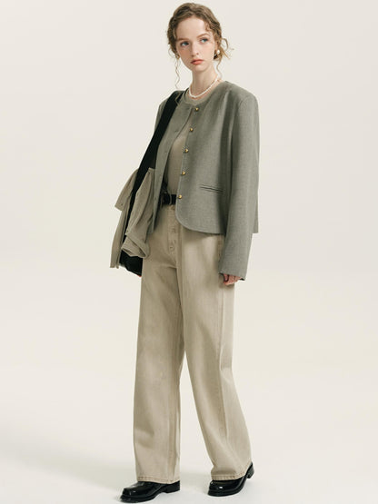 High-Waisted Tencel Straight Pants