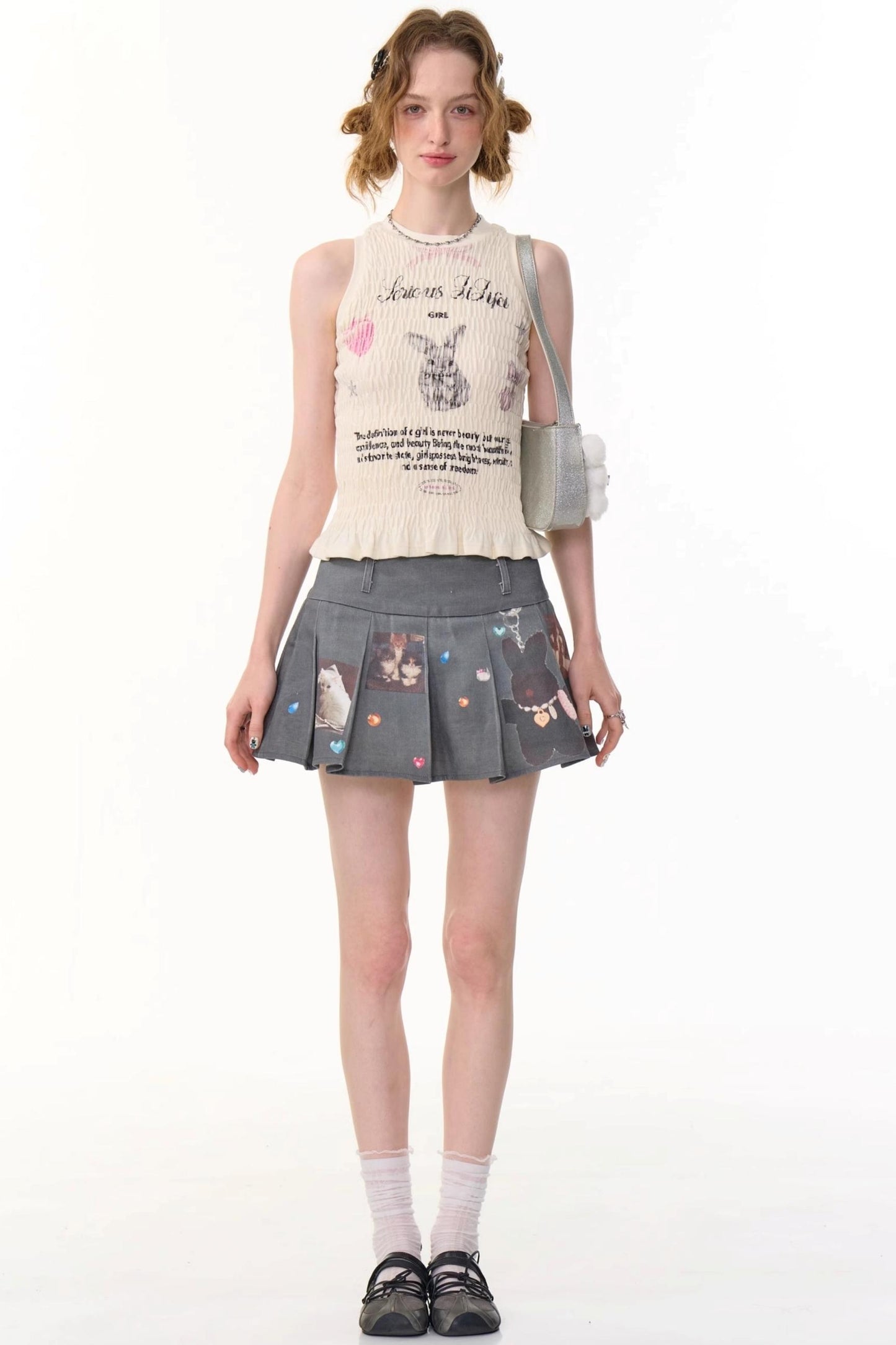 Rabbit Print Wrap Top