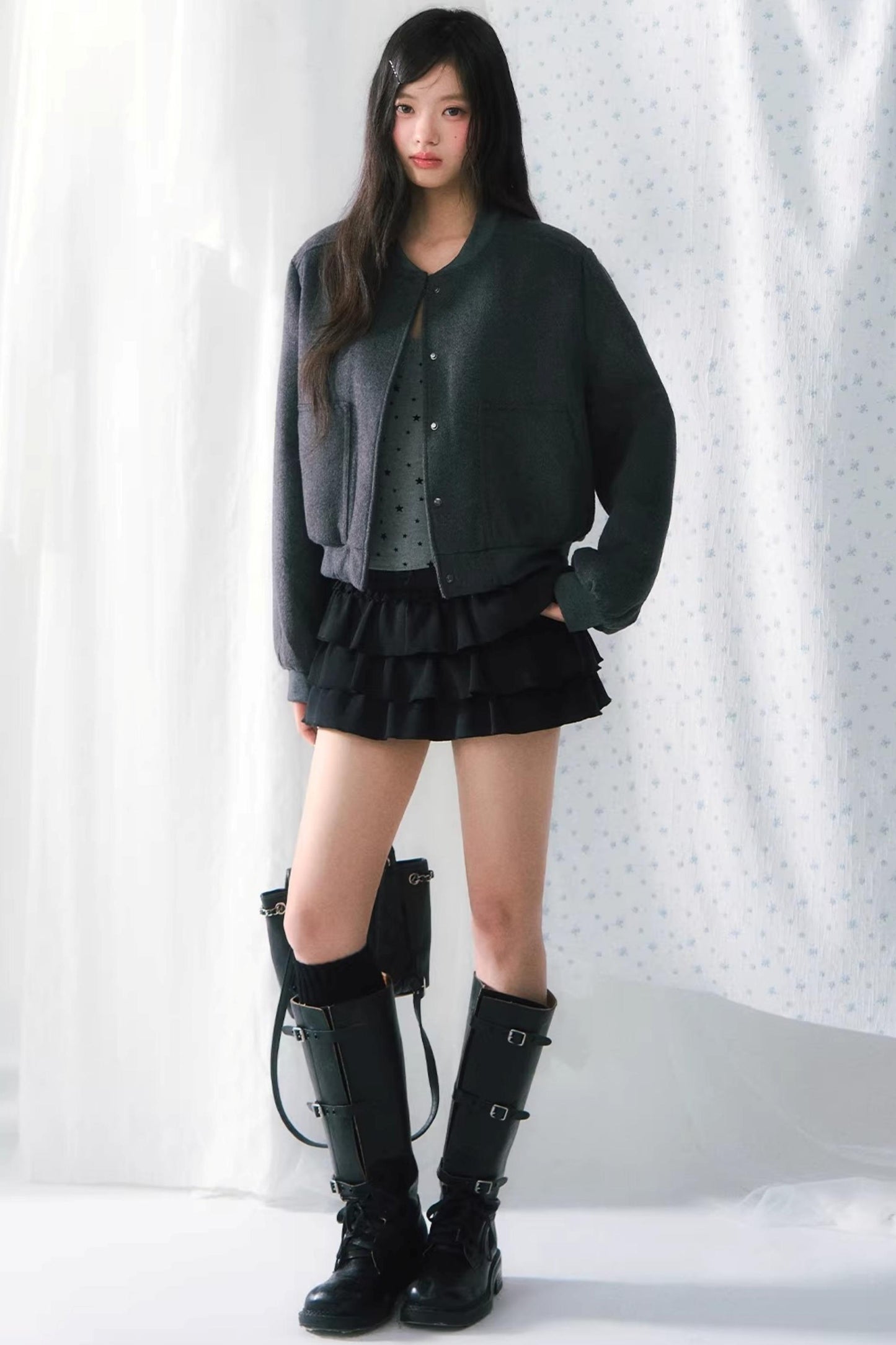 레이스 플록 캐미솔 탑