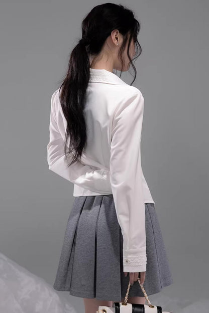 Cloud White Waist-Cinching Shirt
