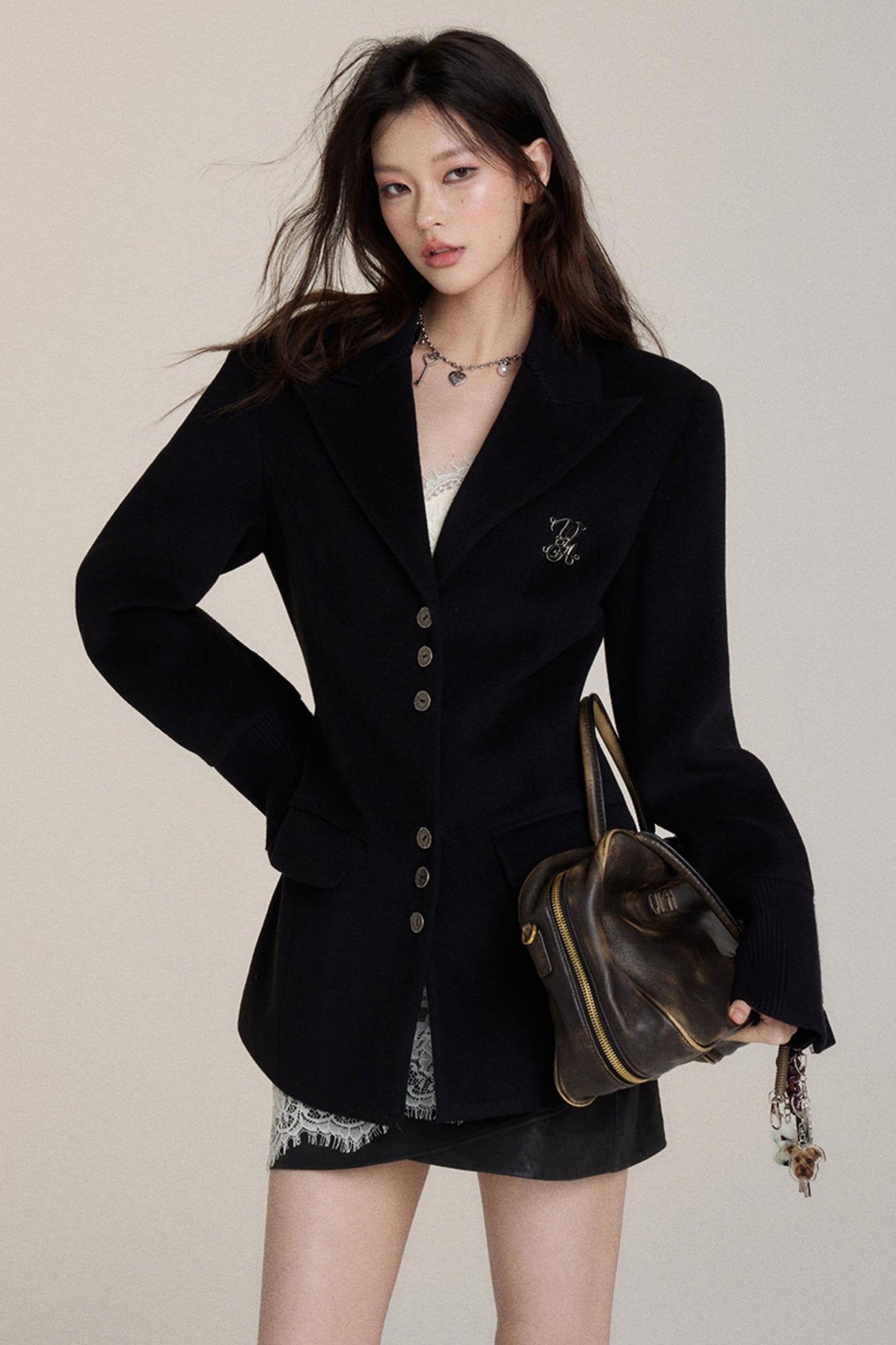 BLAZER COLLAR TWEED JACKET