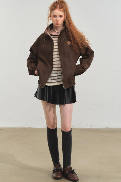 Vintage Reversible Stand-Up Collar Jacket