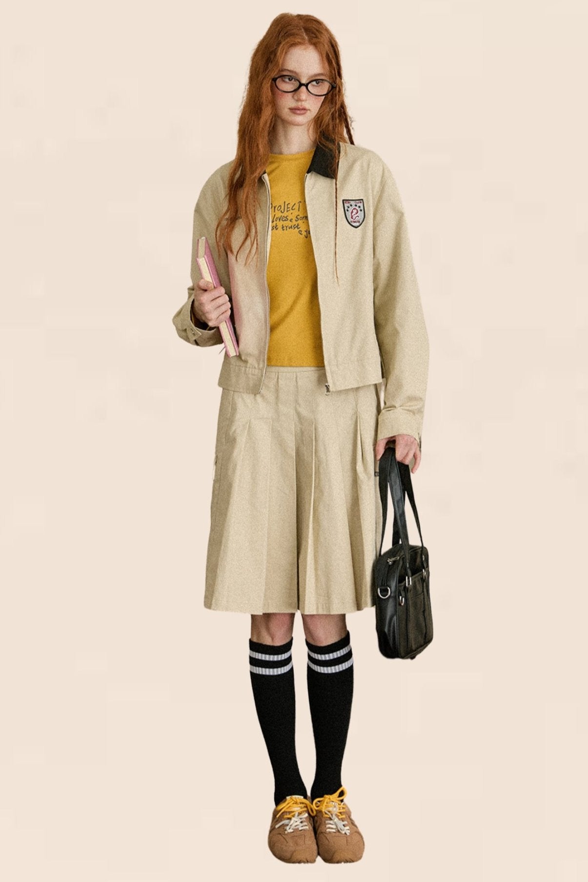 Retro College Jacket Two-Piece Set-Up