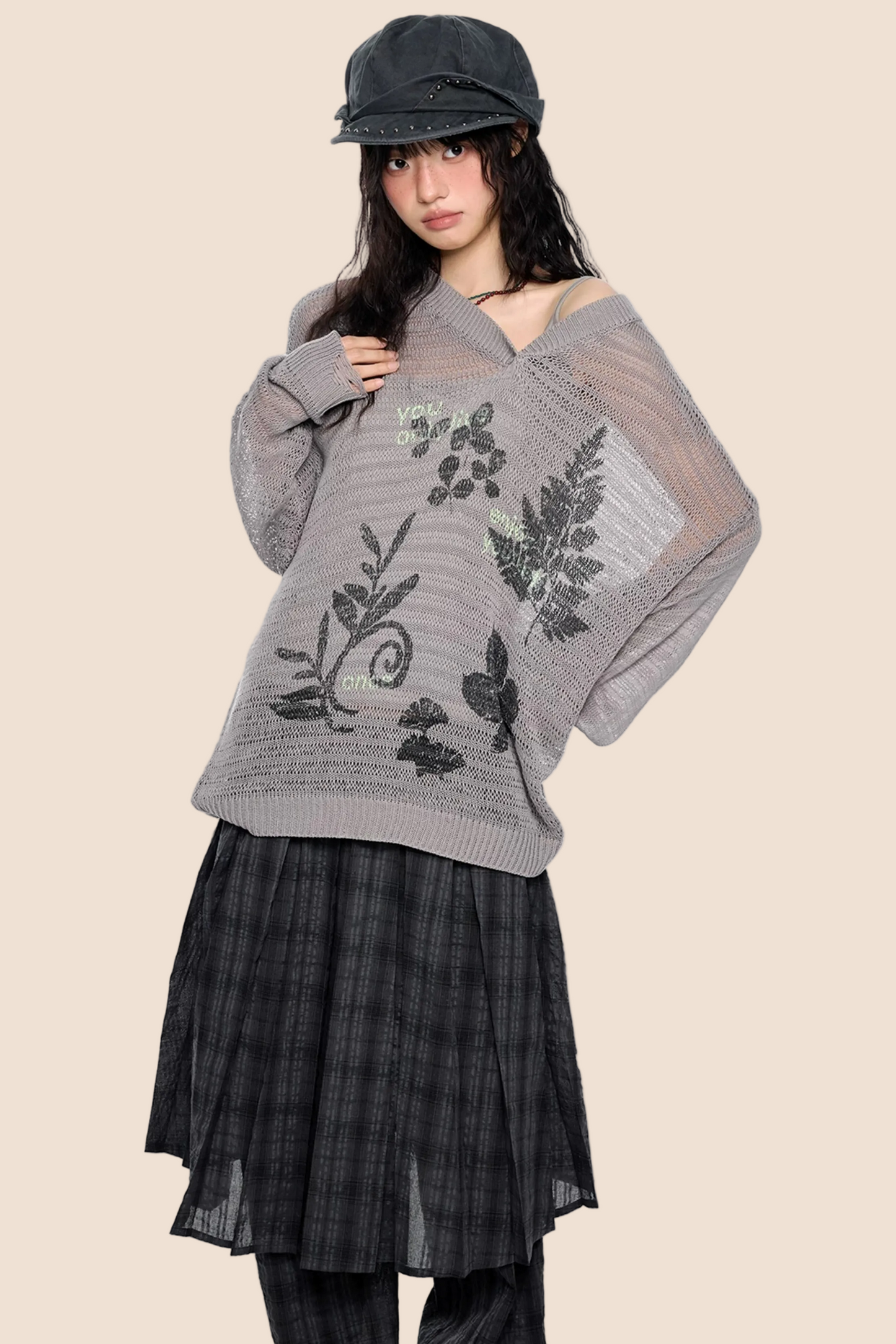 Blusa rétro in maglia fantasia