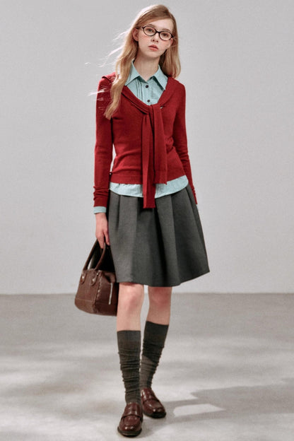 Casual Navy Collar Pullover Sweater