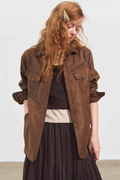 Multi-Pocket Casual Suede Jacket
