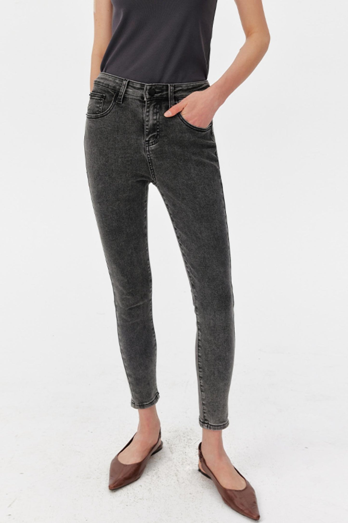 High-Waist Smoke Gray Pants