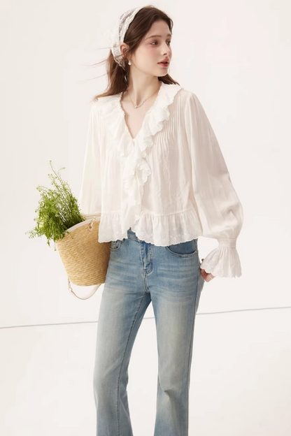 Linen V-Neck Blouse