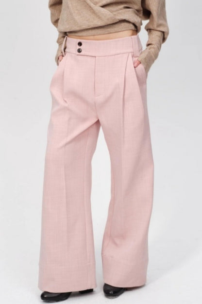 Pleated Low Rise Wide-Leg Pants