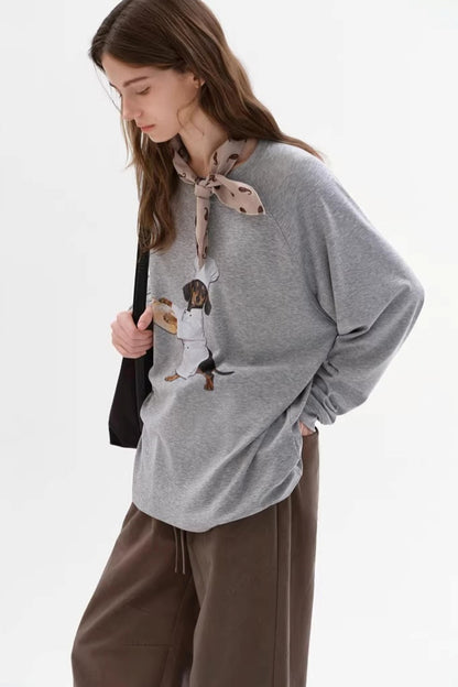 Lyocell Loose Printed Long Sleeve T-Shirt