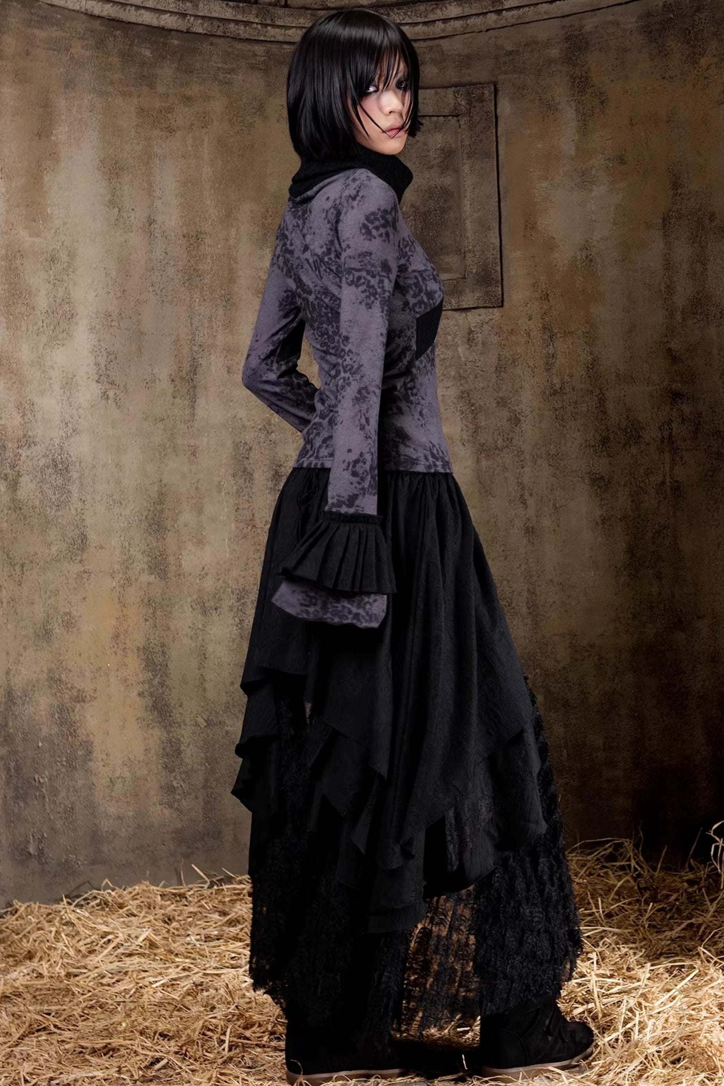 Retro Color-Block Knit Top