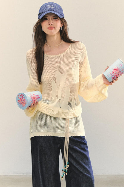 Floral Cutout Long Sleeve Top