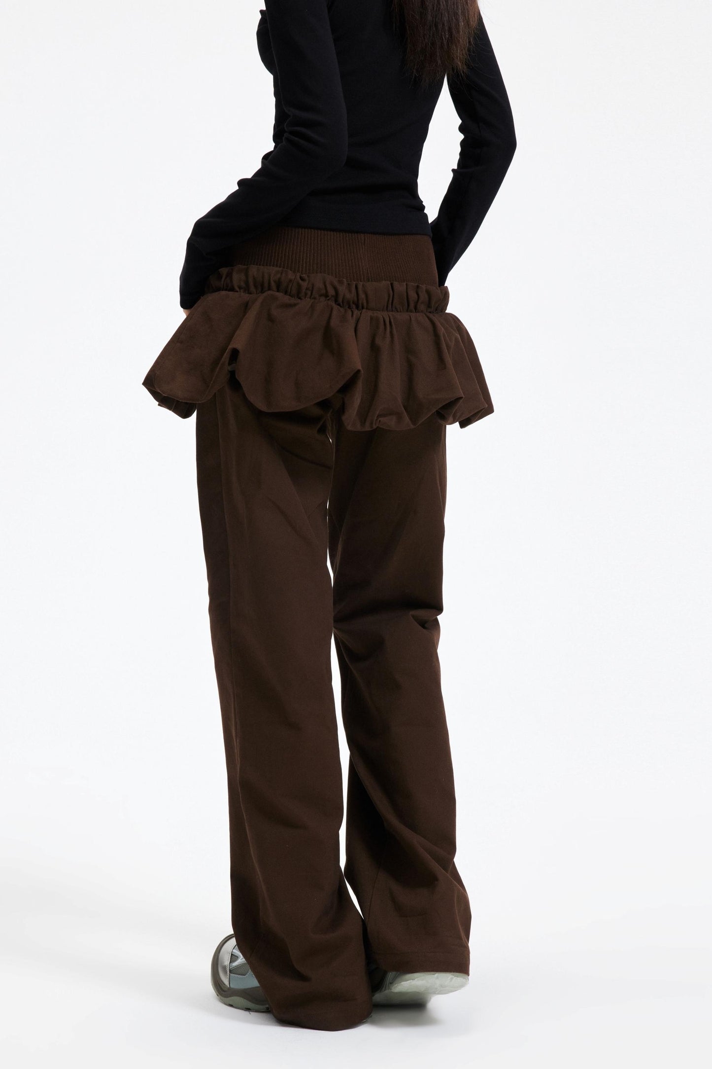 Coffee Patchwork Short Skirt