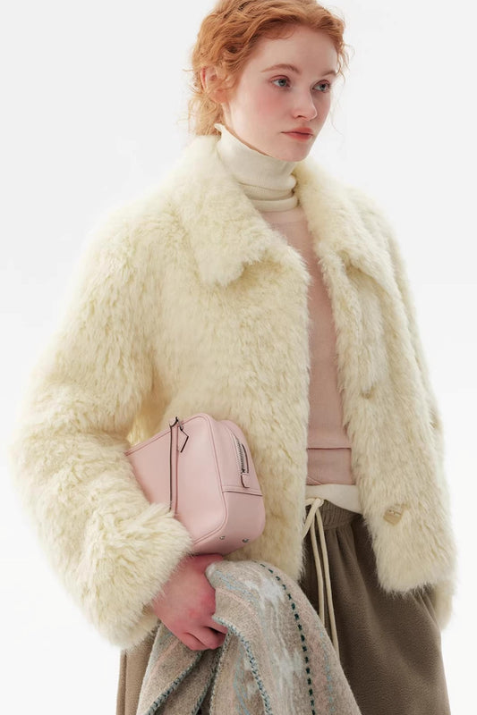 Faux Fur Turn-Down Collar Coat