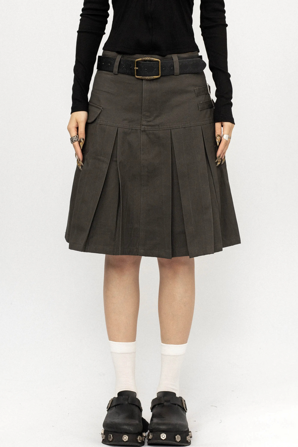 Retro Pleated A-Line Skirt