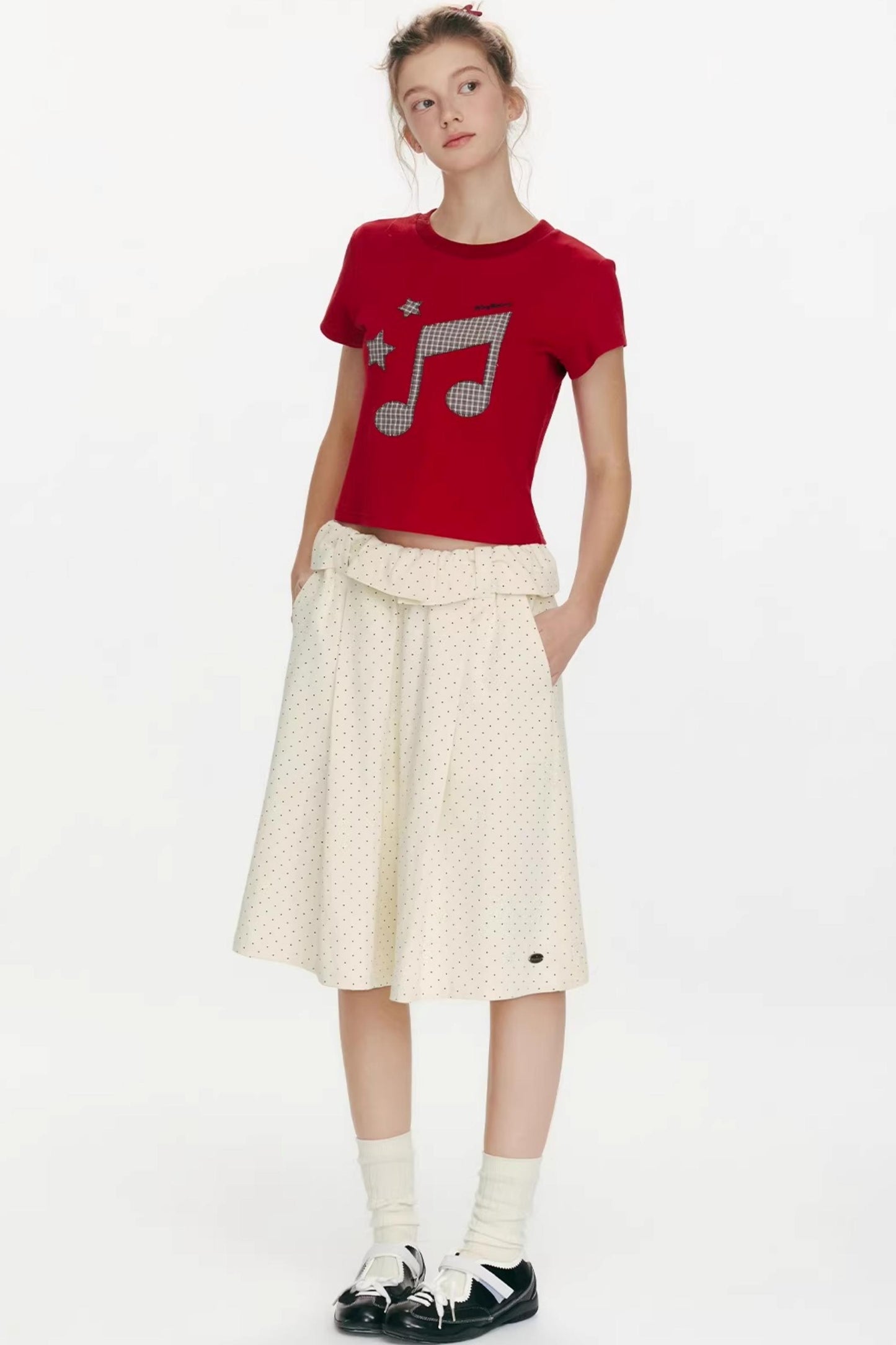 Kurzärmeliges Oberteil mit Notenprint