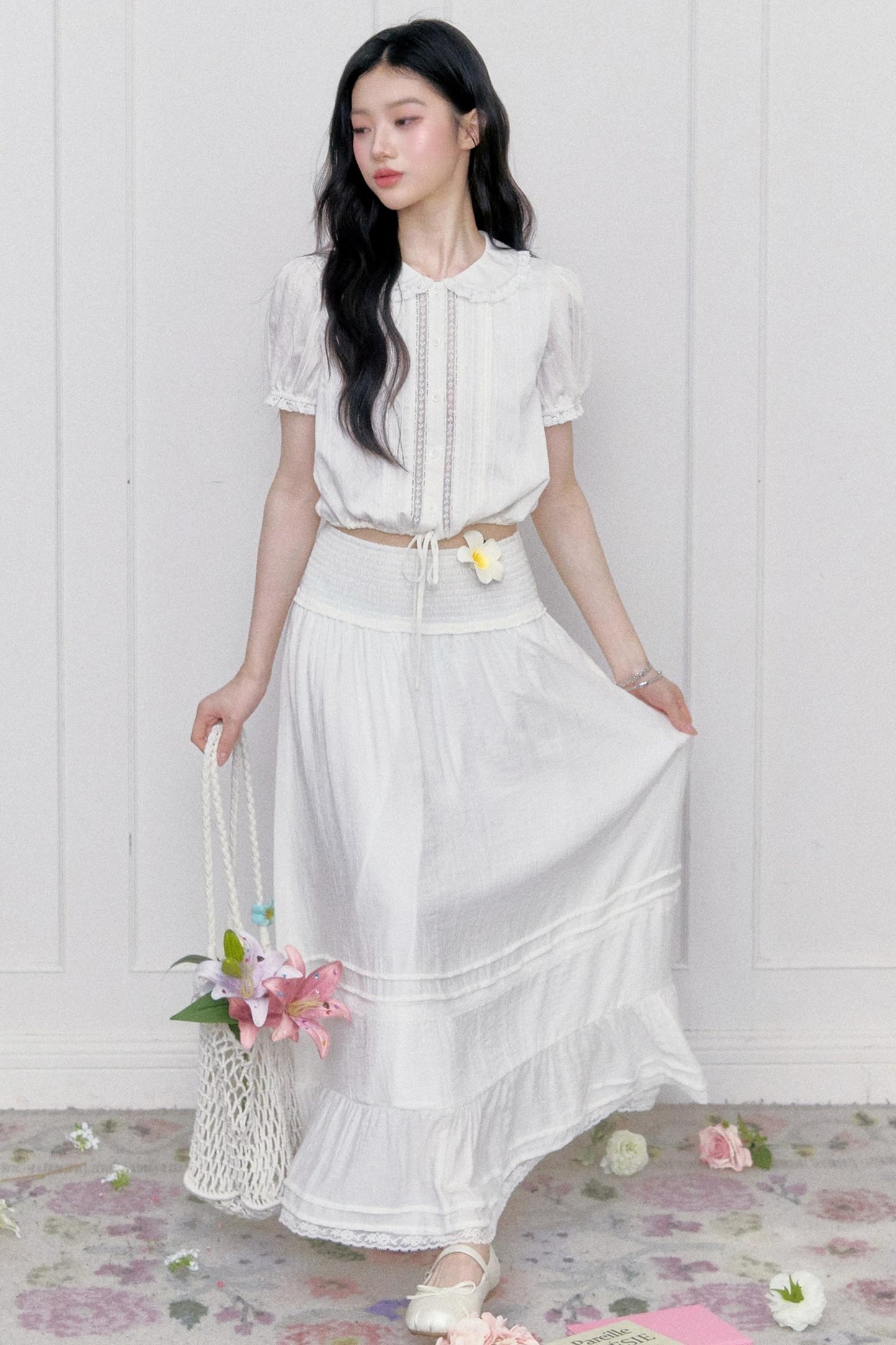 White Moonlight Lace Blouse Set-Up