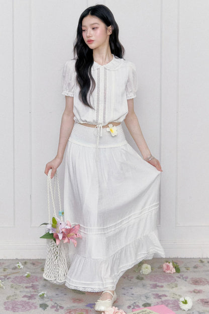 White Moonlight Lace Blouse Set-Up