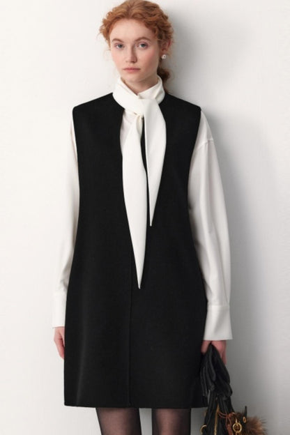 Sheep Wool V-Neck Dress Set-Up