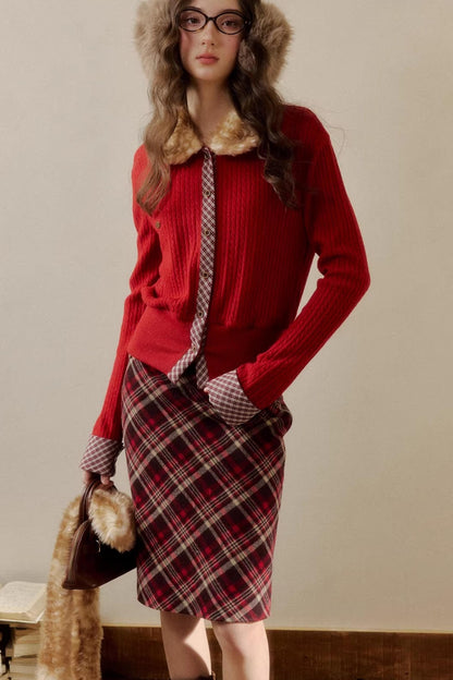 Rétro Reindeer À carreaux Pull