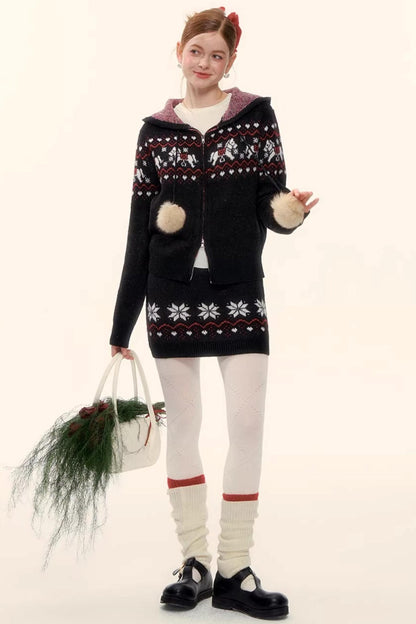 Wool Blend Fair Isle Jacket Set-Up