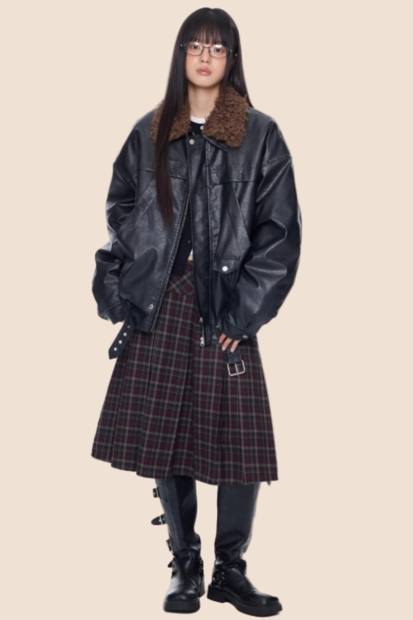 Fur Collar Leather Jacket