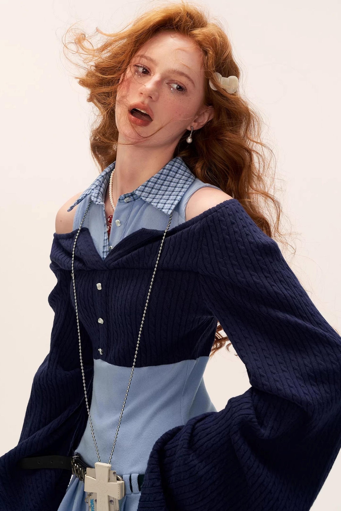 Patchwork Two-Piece Collar Dress