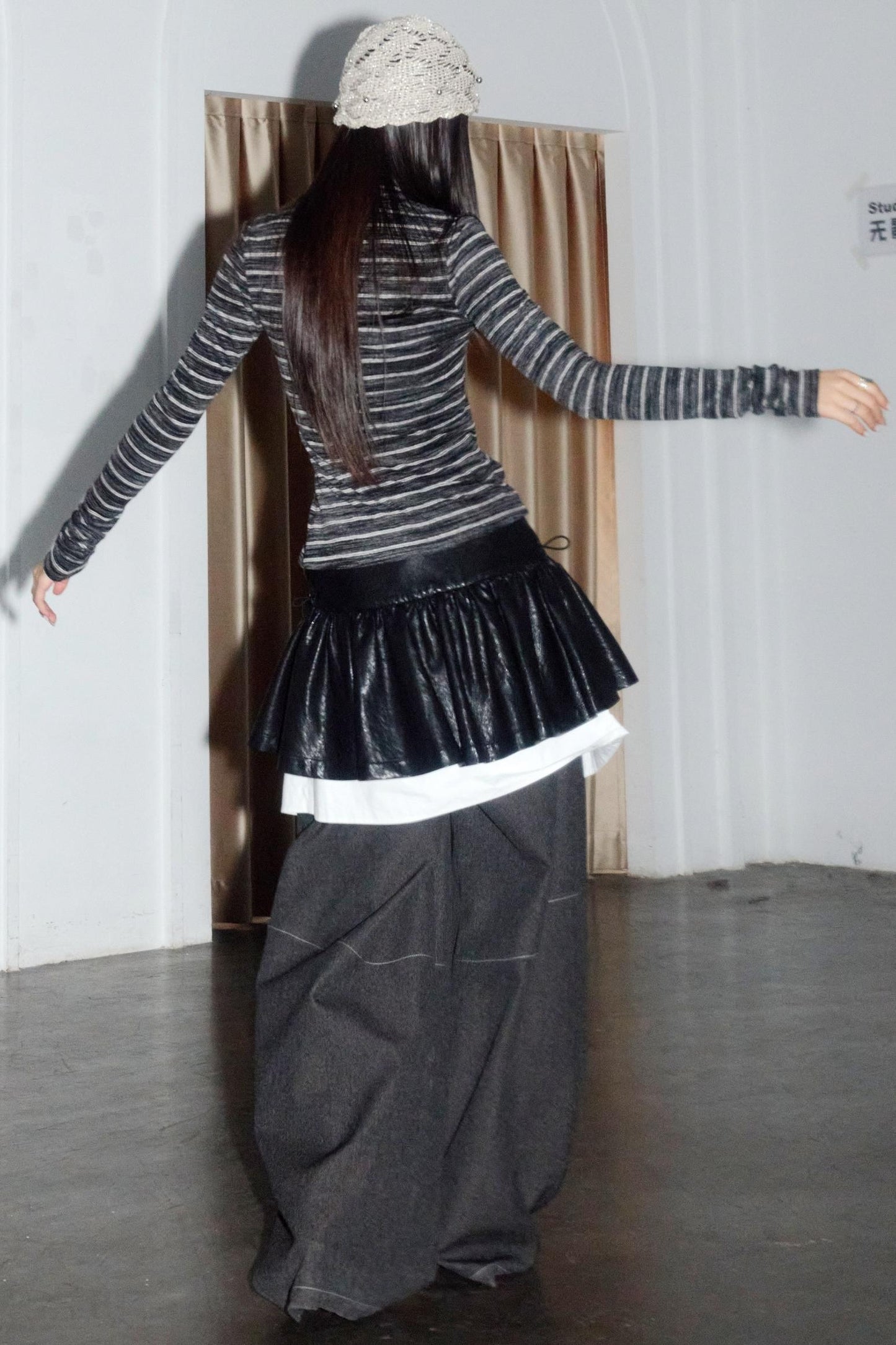 Urban Nomadic Versatile PU Leather Puffy Skirt