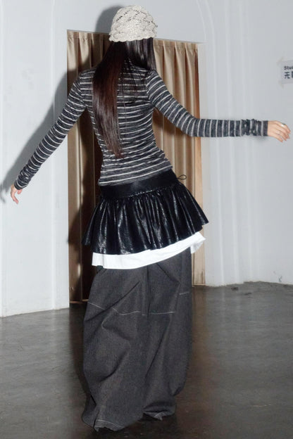 Urban Nomadic Versatile PU Leather Puffy Skirt