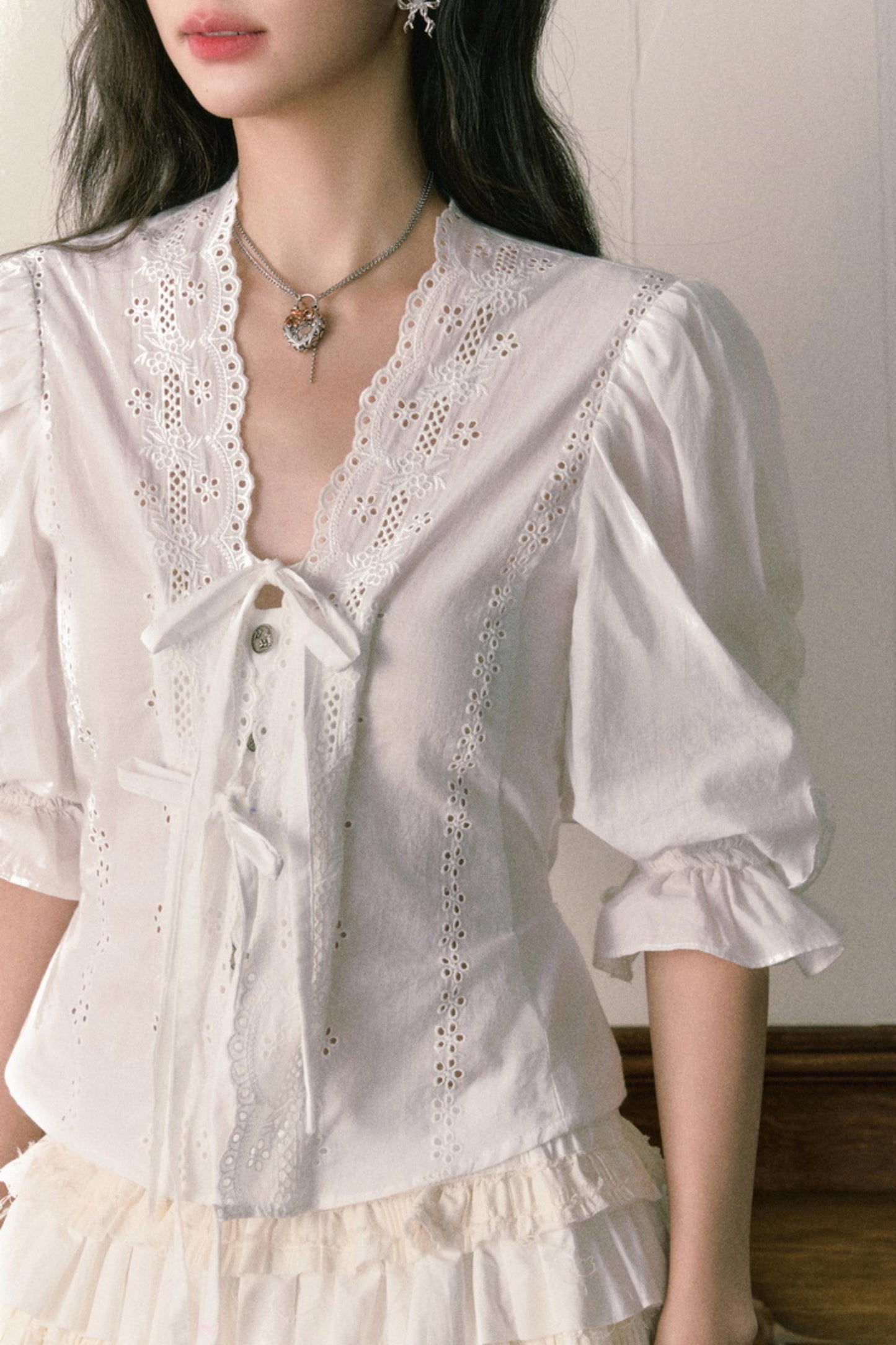 Bubble Sleeve Two Piece Cake Skirt Set-Up