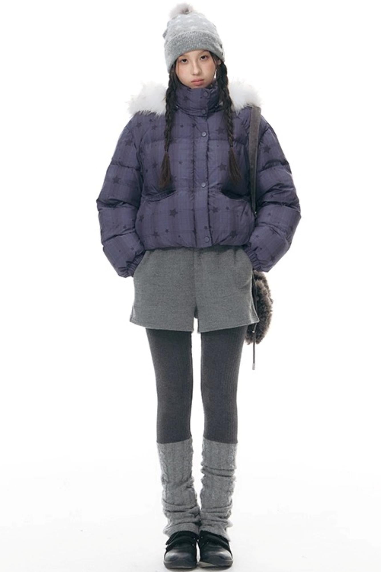 Patchwork Tweed Bootcut Shorts