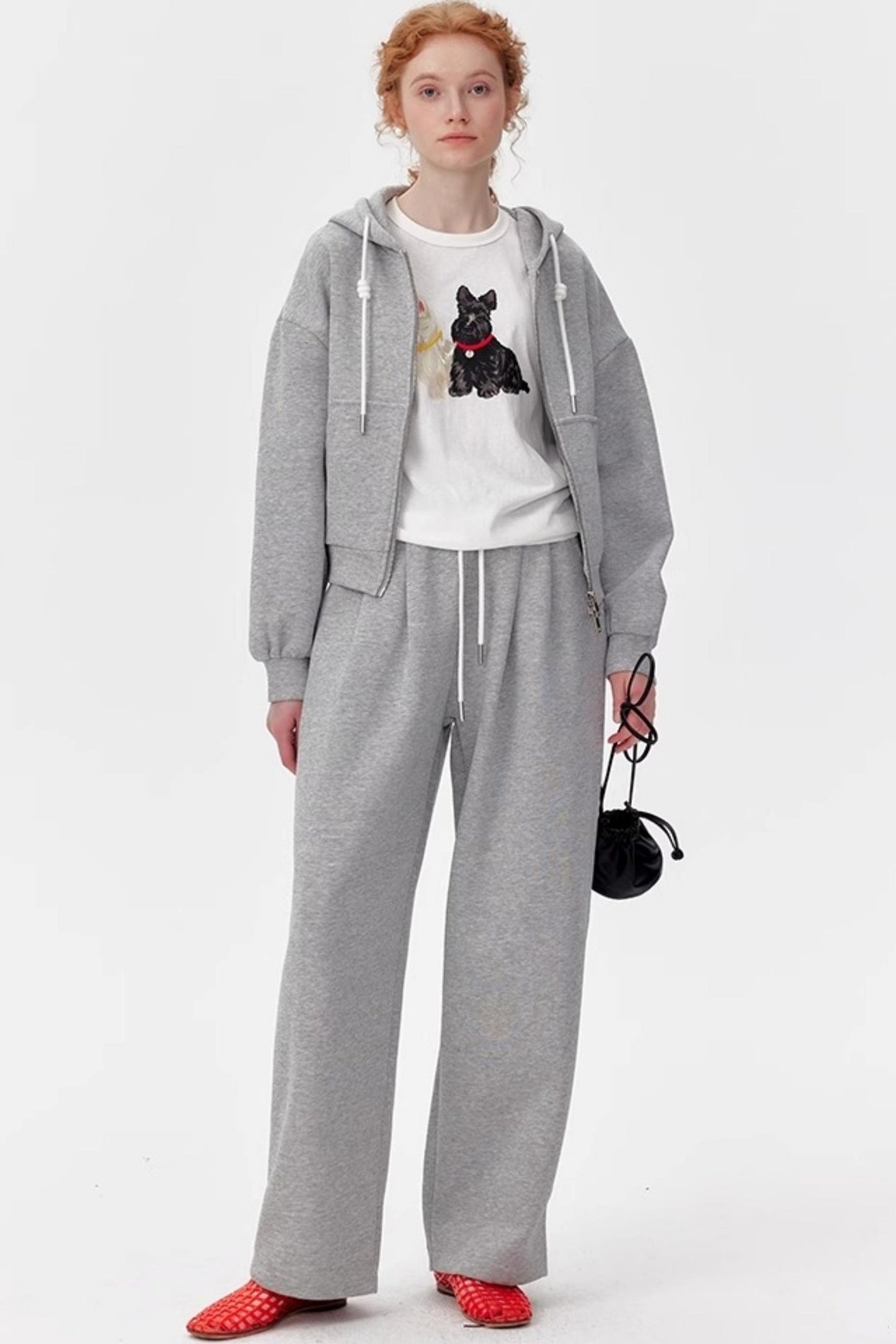 Gray Luxe Zip-Up Pants Set