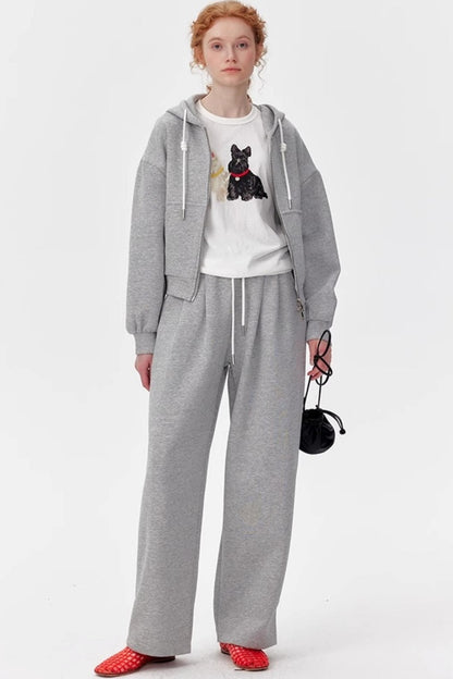 Gray Luxe Zip-Up Pants Set