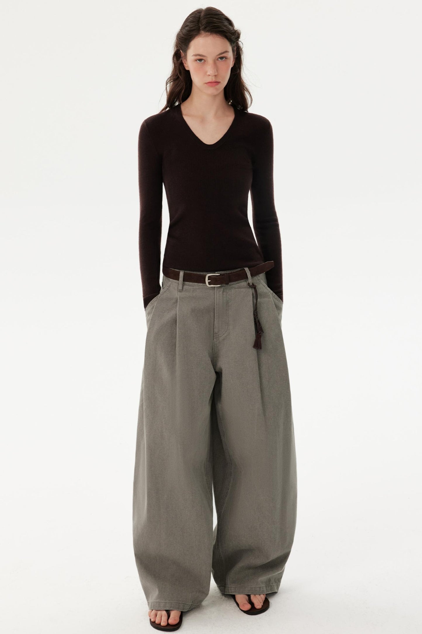 Retro Pure Cotton Pleated Pants