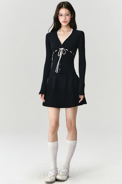 Pleated Knit Skirt & Top Set-Up
