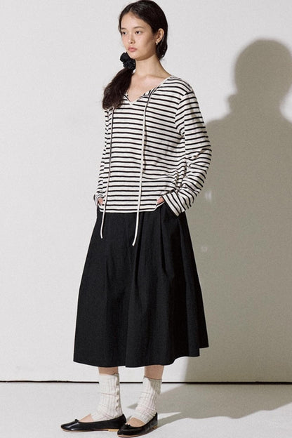 Classic Striped Bamboo Lace-Up T-Shirt
