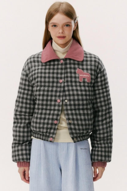 Contrast Plaid Bread Jacket
