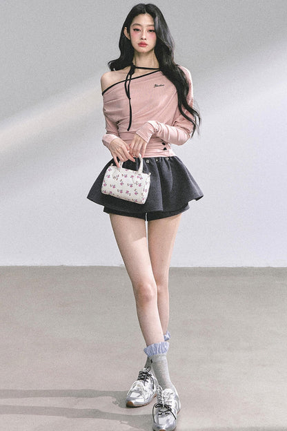 Korean Pink Halterneck Top