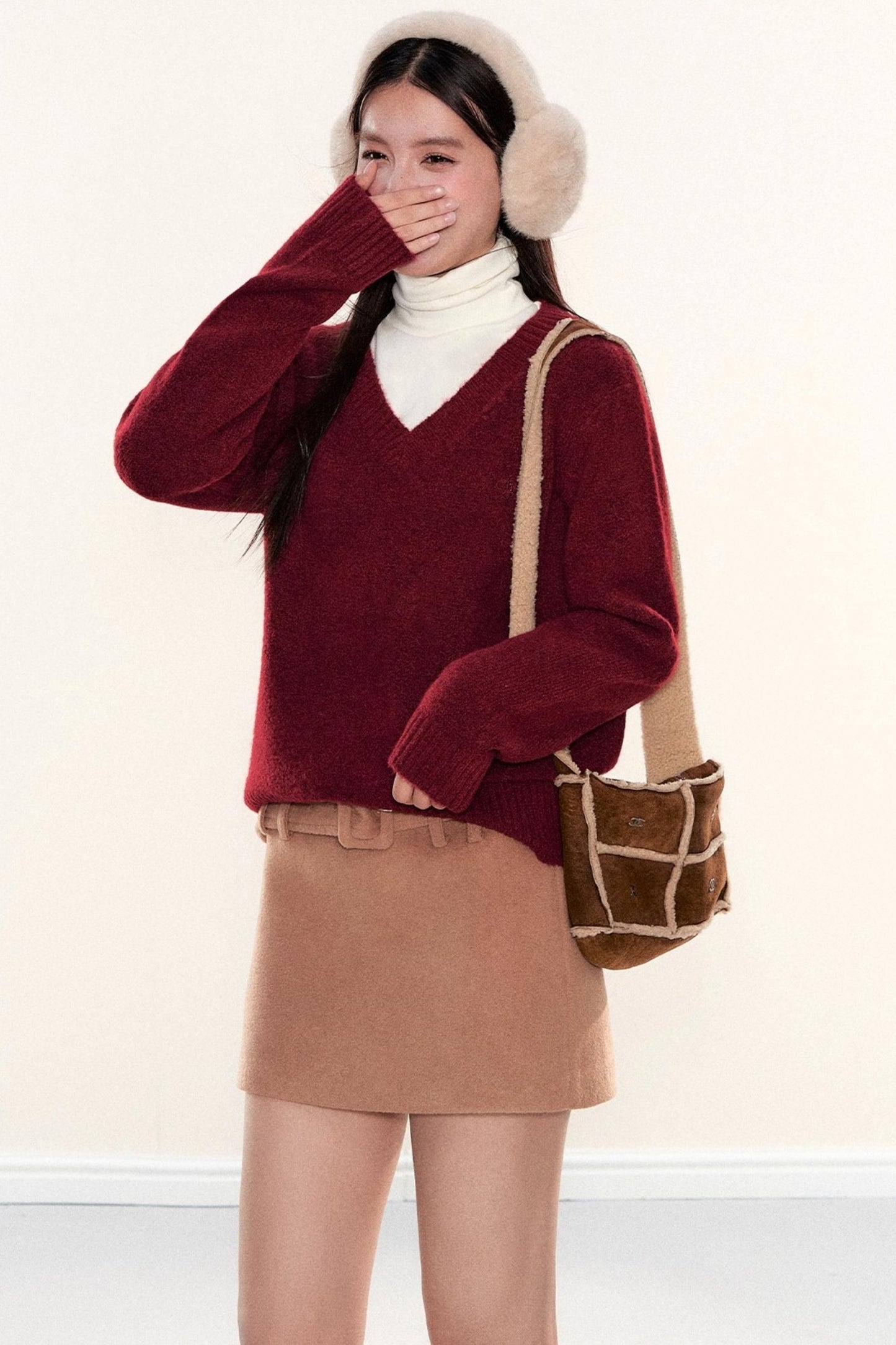 Woolen A-Line Culottes Skirt