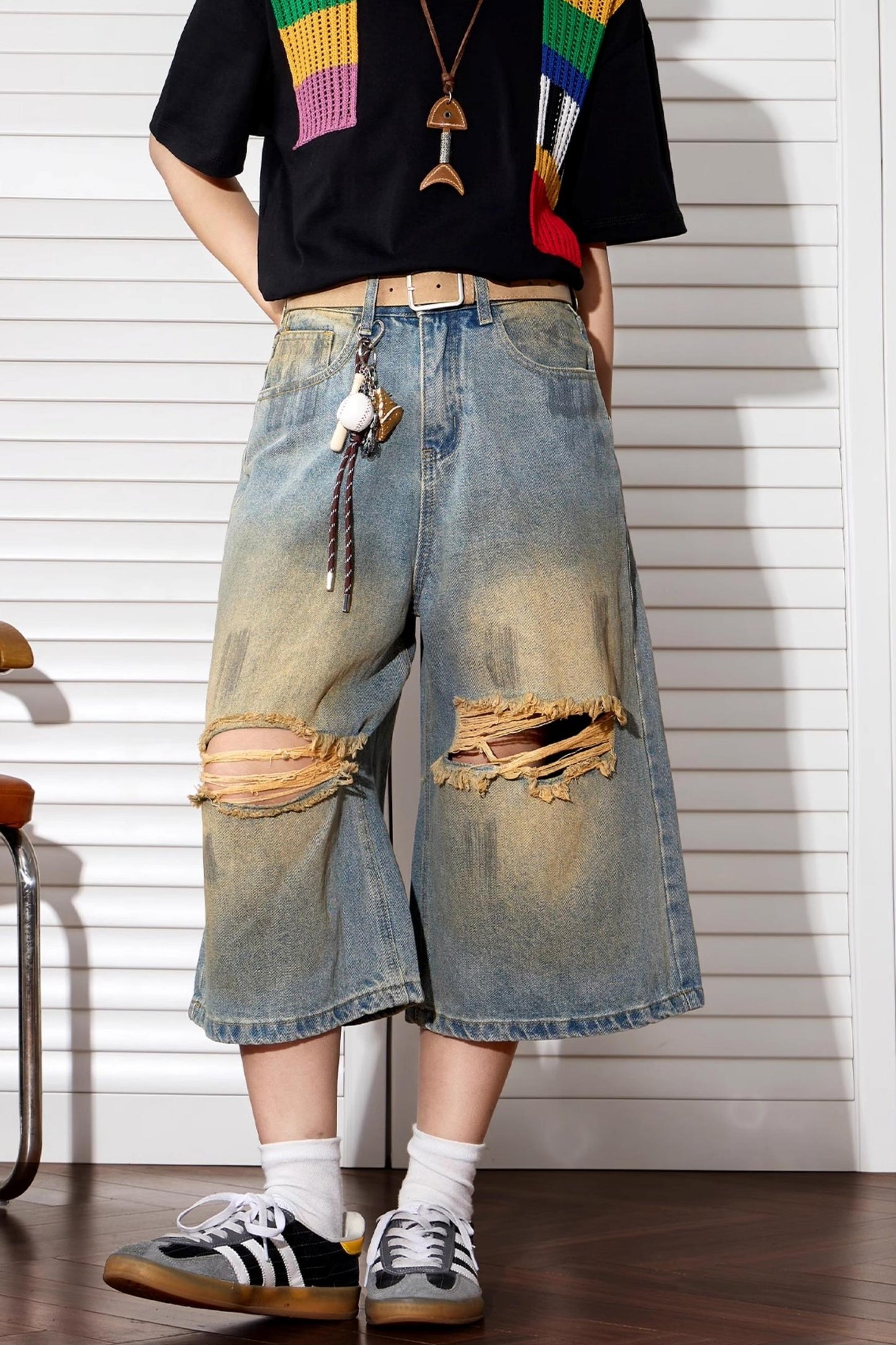 Vintage Wash Wide-Leg Shorts