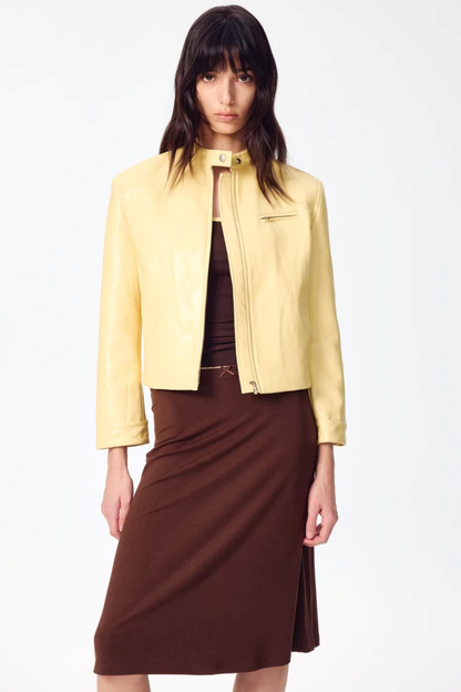 Retro Yellow Leather Jacket