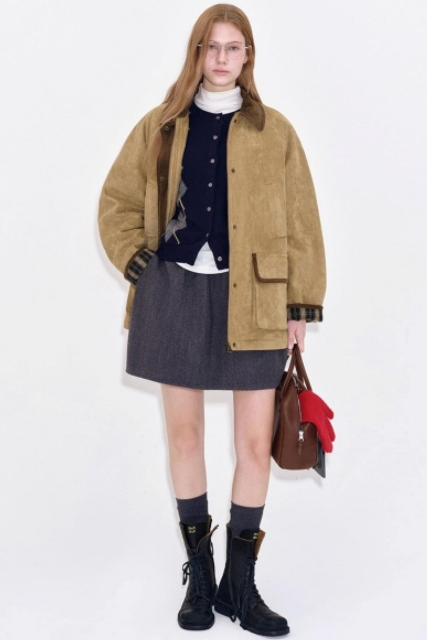 Suede Cotton Plaid Jacket