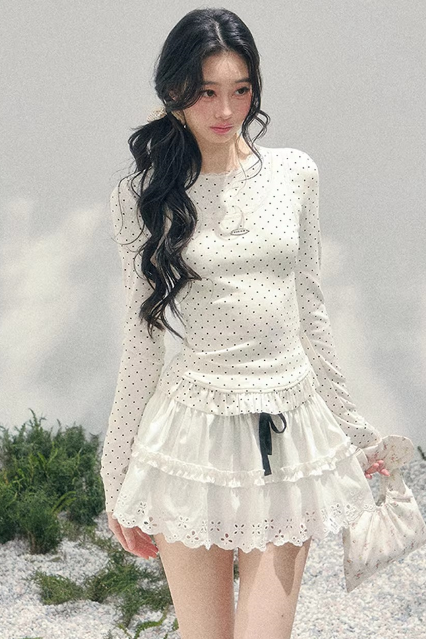 Polka Dot Two-Piece Blouse