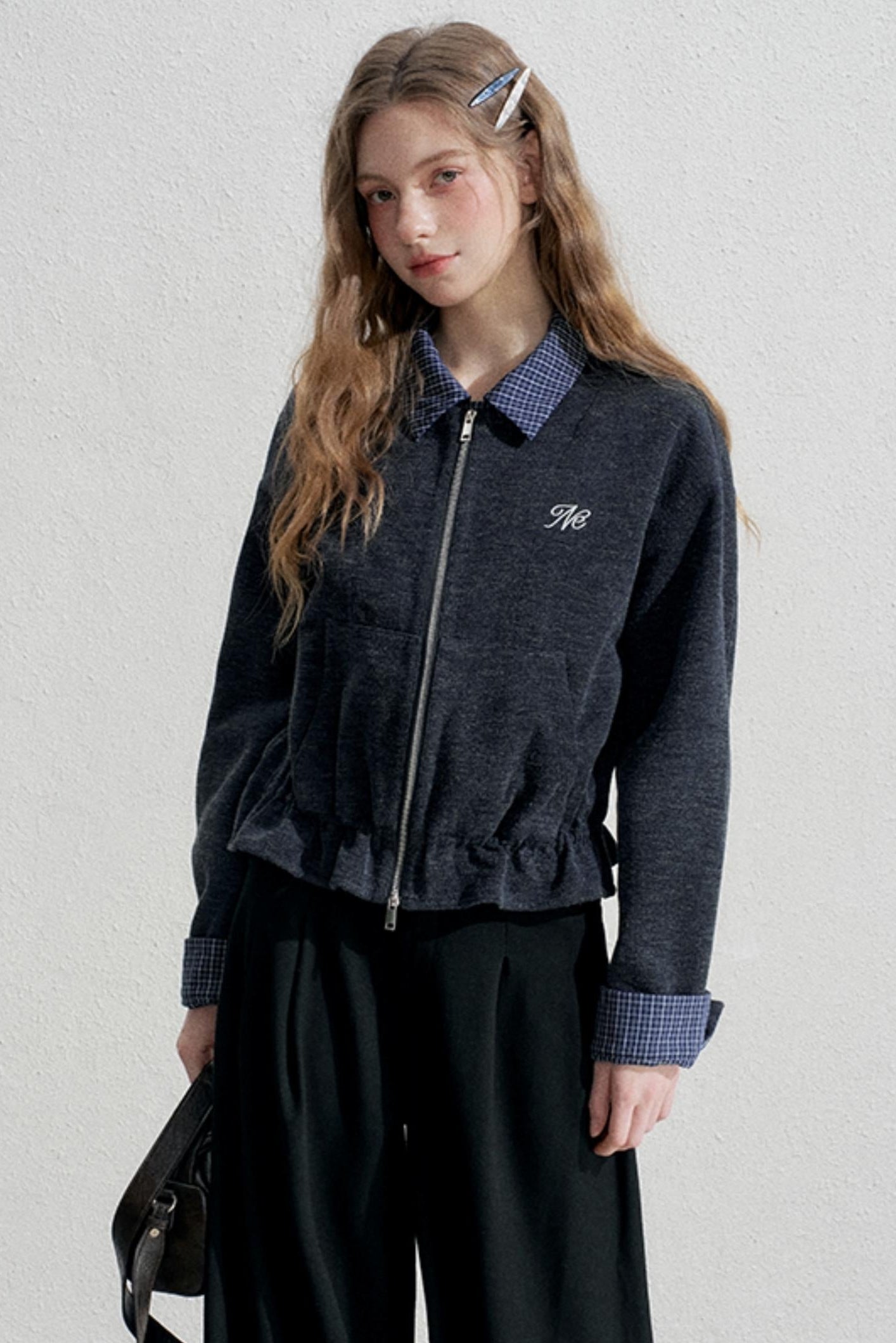 Blue Plaid Patchwork Jacket