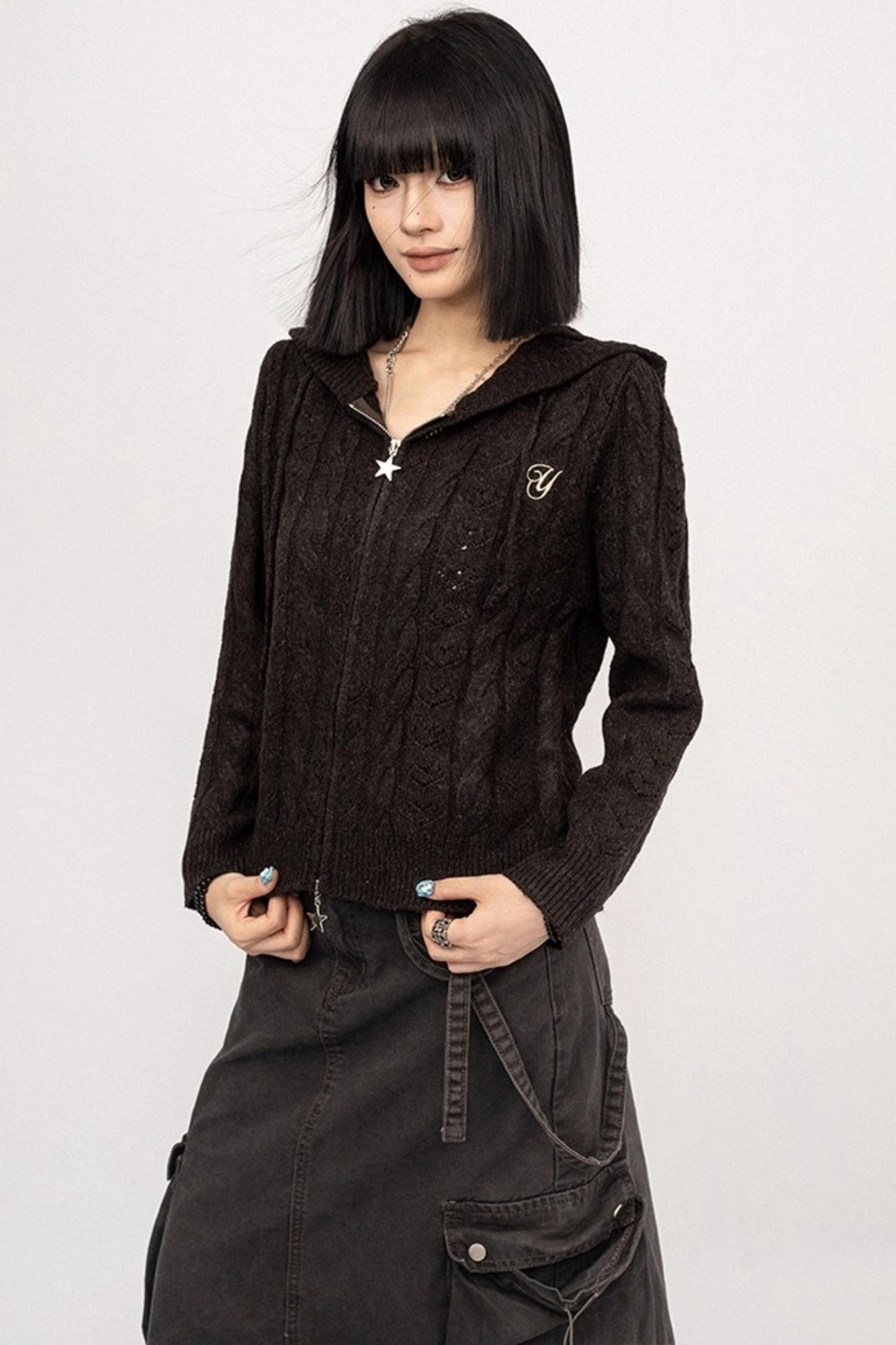 American Spice Hooded Zipper Cardigan