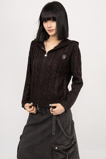 American Spice Hooded Zipper Cardigan